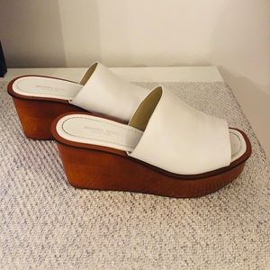 Michael Kors Collection Leather Wedge Mules